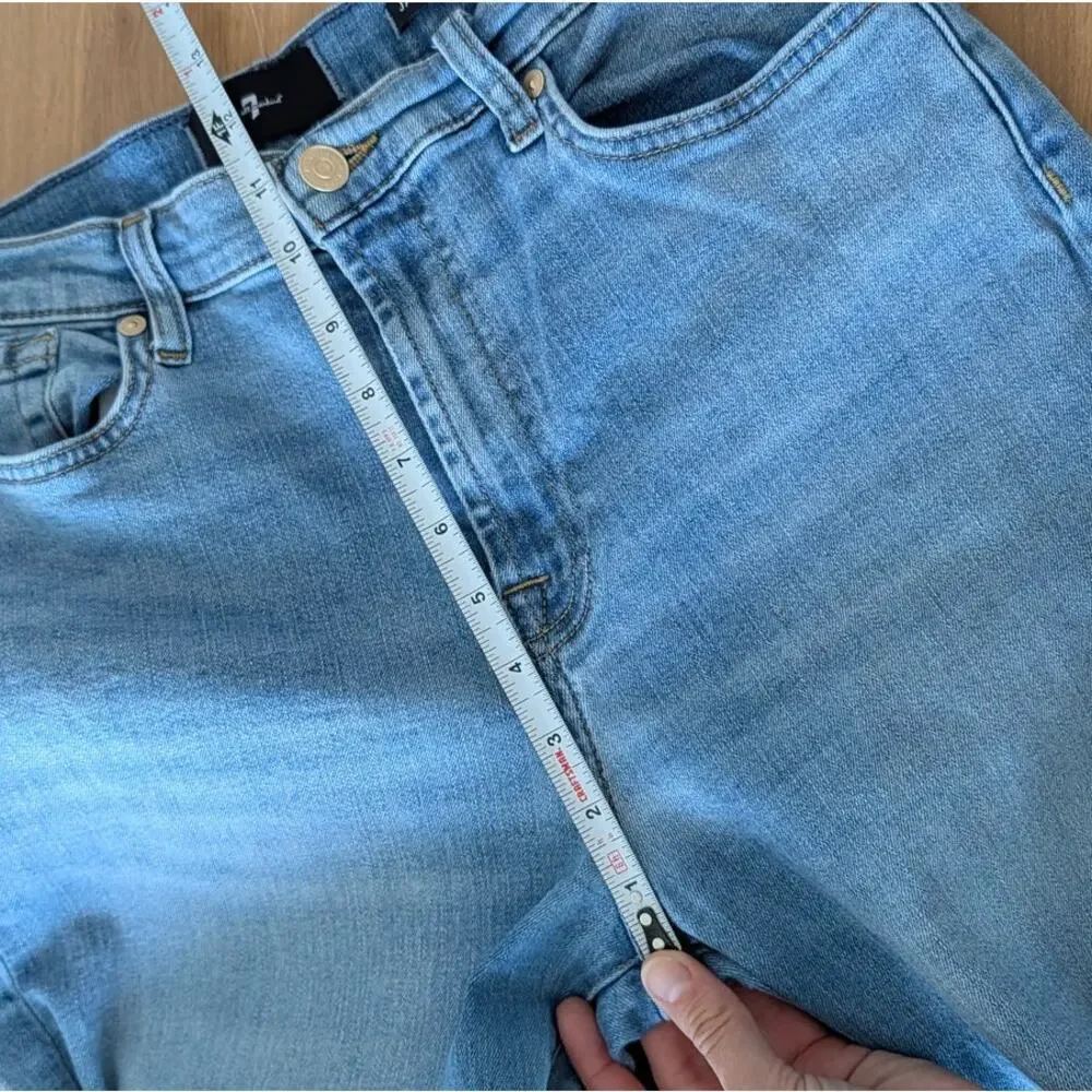 7 For All Mankind Modern Dojo Tailorless Wanderer Jeans Womens 31 Denim Wide Leg - Picture 7 of 13